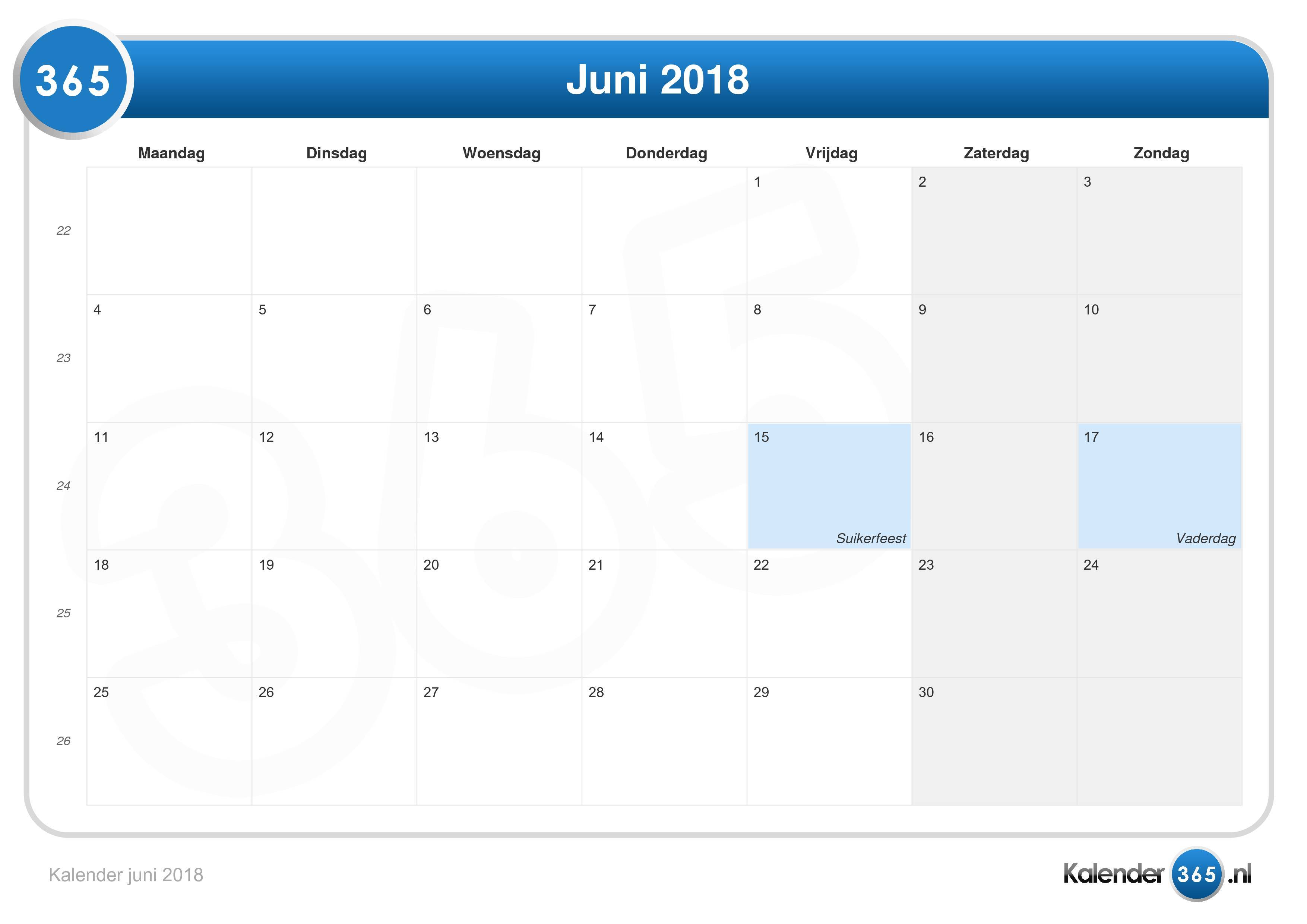 Kalender juni 2018