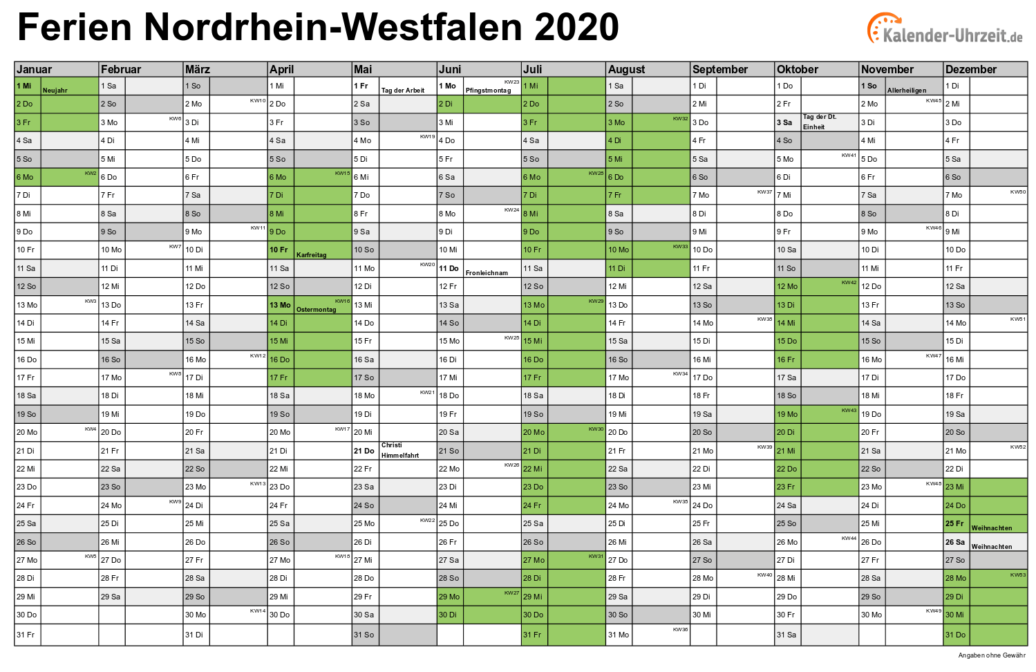 70+ Kalender 2020 Ferien Nrw