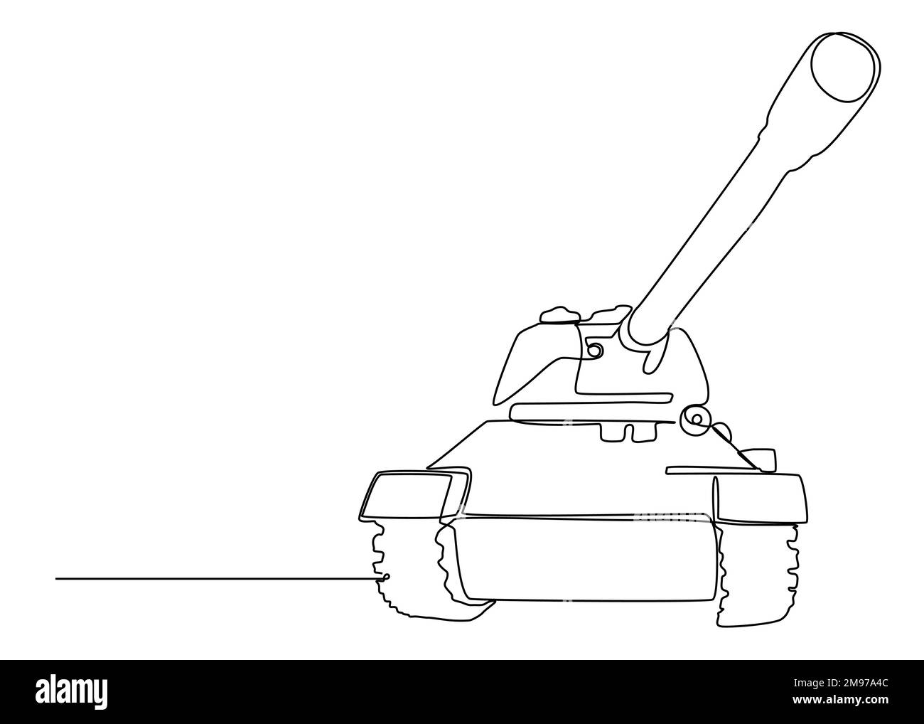 Eine durchgängige Reihe Panzer. Vektorkonzept zur Darstellung dünner Eine durchgängige Reihe Panzer. Vektorkonzept zur Darstellung dünner