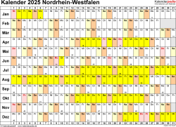 Kalender 2025 NRW: Ferien, Feiertage, PDF-Vorlagen