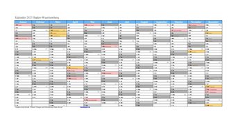 Kalender 2025Baden-Wuerttemberg